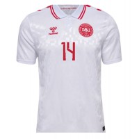 Denmark Mikkel Damsgaard #14 Replica Away Shirt Euro 2024 Short Sleeve